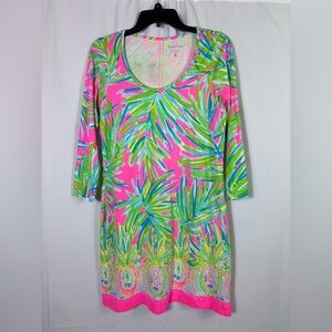 Lilly Pulitzer Beacon Shift Dress Tiki Pink Royal Lime M Resortwear Bright Chic